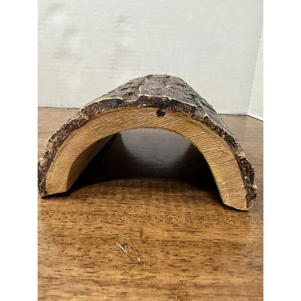 Lot of 3 Faux Log Hide Cave Aquarium Ornaments Polyresin Brown/Green